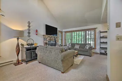 a living room with two couches and a television at Tannersville Townhome, Near Camelback Mtn! in Tannersville