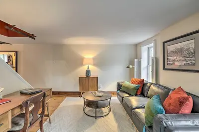 a living room with a couch and a table at Historic Home in Lambertville Walk to Bridge in Lambertville