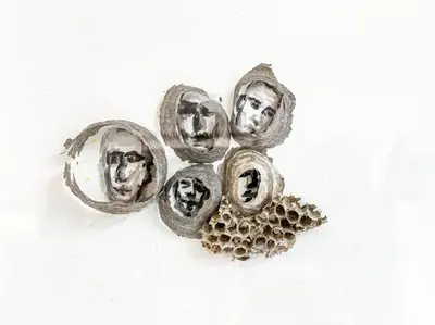 a group of buttons with faces on them at Hamden Hill House in Hamden