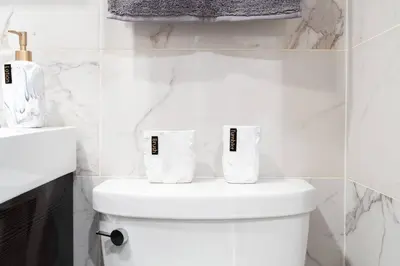 two rolls of toilet paper sitting on top of a toilet at 69-3C Stylish Lower East East 1br Apt BRAND NEW in New York