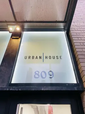 an open house sign in a window of a building at 809-2A Gorgeous 1BR New W D Modern Best Location in New York