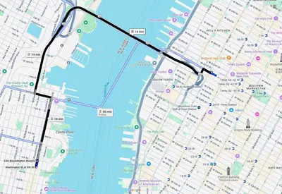 a map of a city with at Chic Penthouse with bus stop at doorstep - 15 Minutes to NYC in Hoboken