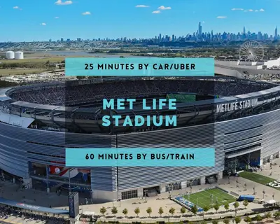 an aerial view of the new metlife stadium at Chic Penthouse with bus stop at doorstep - 15 Minutes to NYC in Hoboken