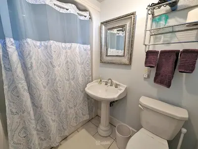 a bathroom with a toilet and a sink at Cromwell Manor Inn in Cornwall-on-Hudson