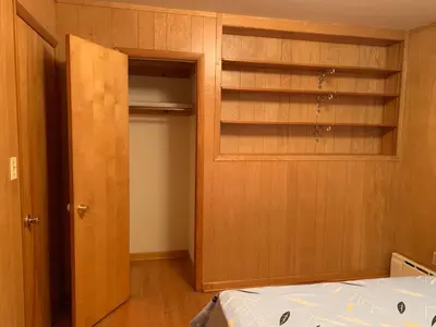 a bedroom with a closet and a bed in it at #2 Cozy Queen size bedroom @New Brunswick NJ downtown in New Brunswick