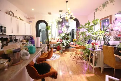 a kitchen with a bunch of plants in it at Beautiful and spacious apartment in Times Square! in New York