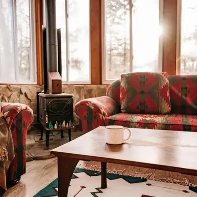 Hot Cocoa Bar 4 Season Porch wWood Stove