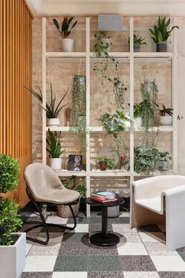 a room filled with lots of potted plants on shelves at UNTITLED at 3 Freeman Alley in New York