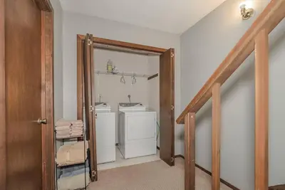 a laundry room with a washer and dryer at Camelback Condo in Tannersville
